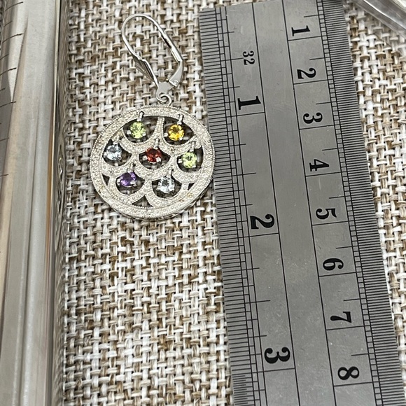 Vintage Ross-Simons Real Sterling Silver Multi-Gemstone Earrings - Picture 16 of 16